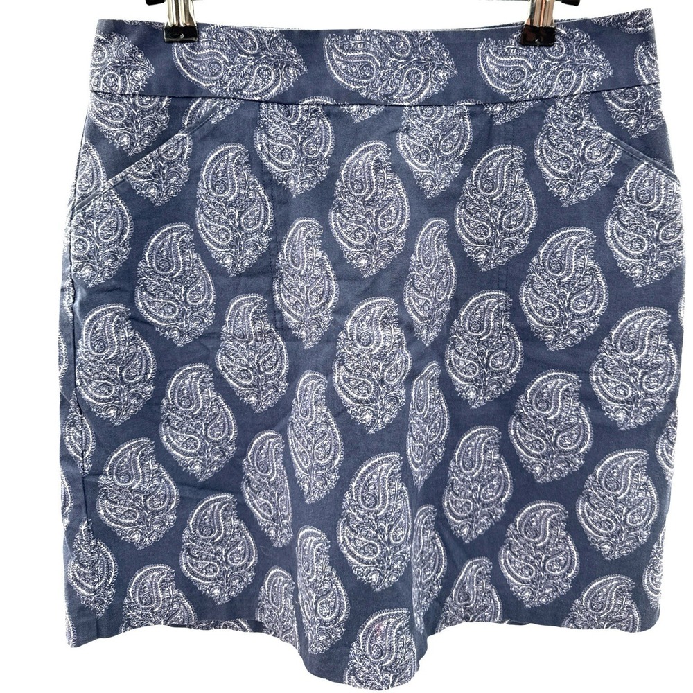 Peter‎ Millar Paisley Golf Skirt Size 6 Blue Cotton Stretch Resort Preppy - Picture 2 of 7